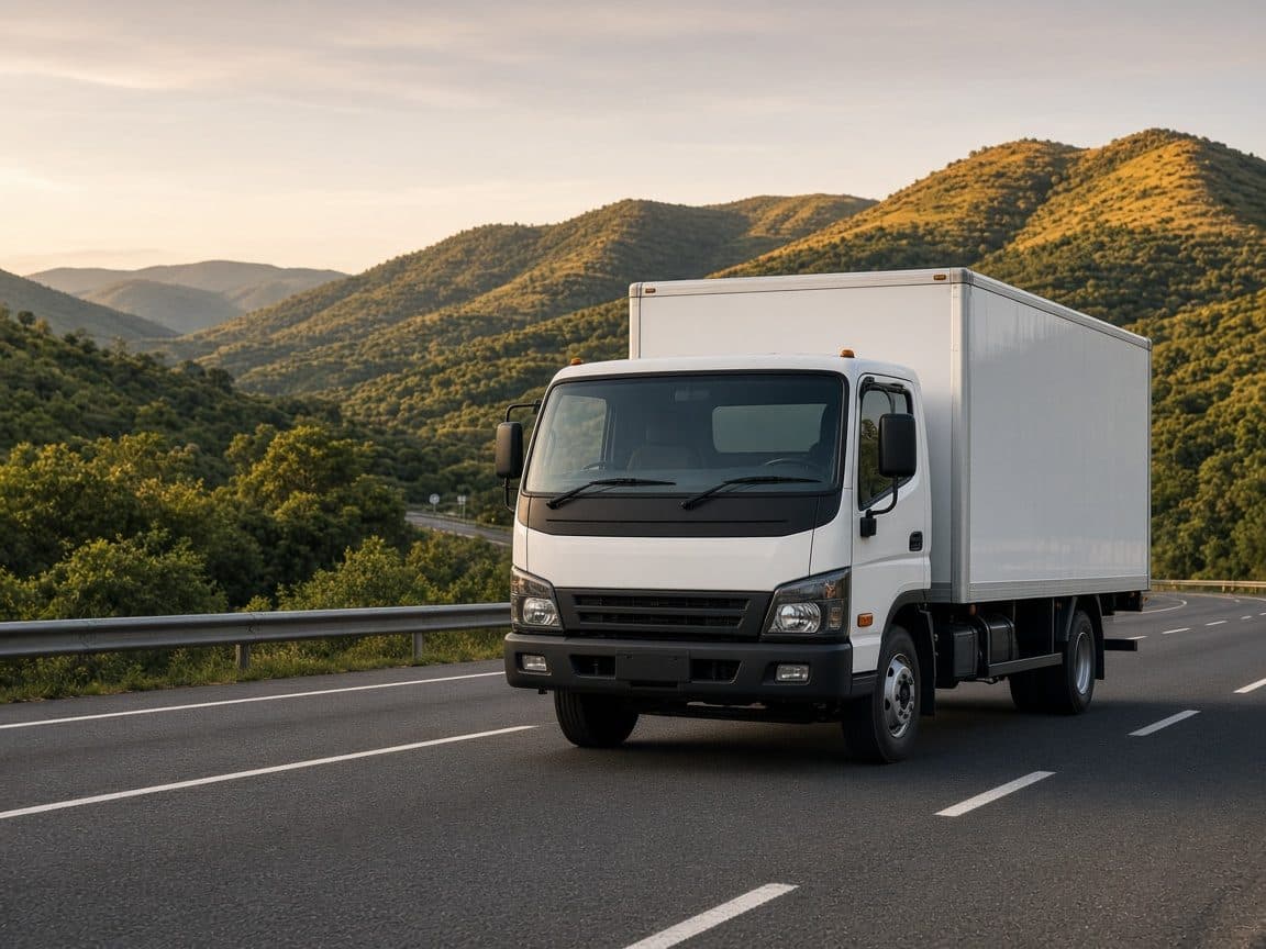 White Hyundai HD box truck